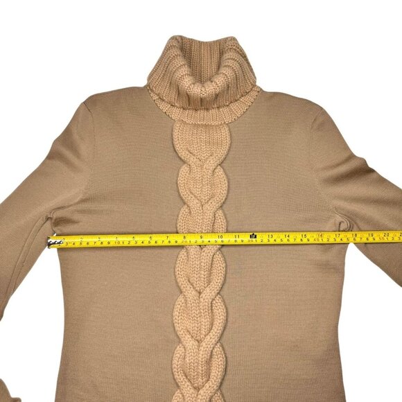 Authentic CELINE 100% Cashmere Sweater Sz L Camel Turtleneck Slim Fit Luxury - Picture 7 of 9